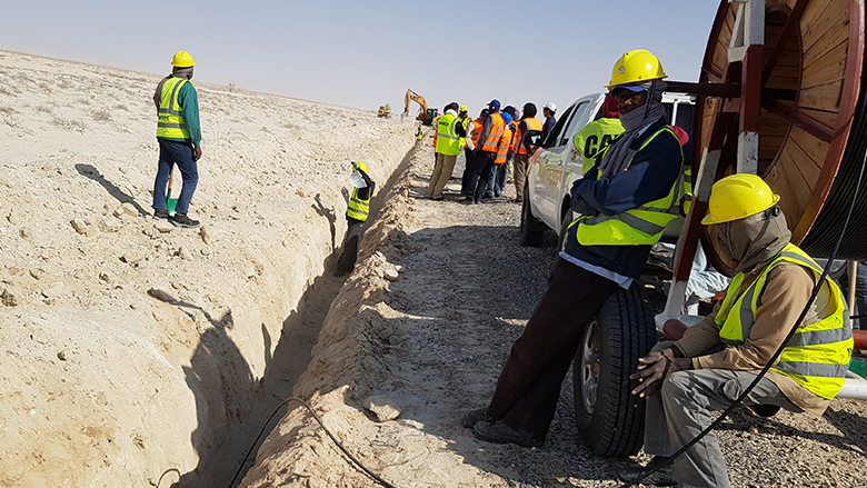 Excavation works and the deployment of fiber optics in Mauritania