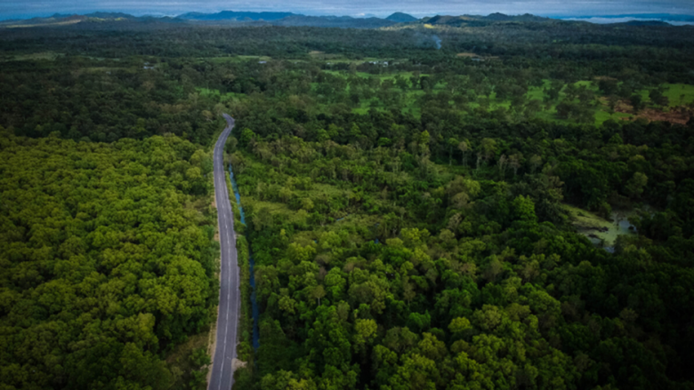 Magi Highway in Papua New Guinea Ariel Shot