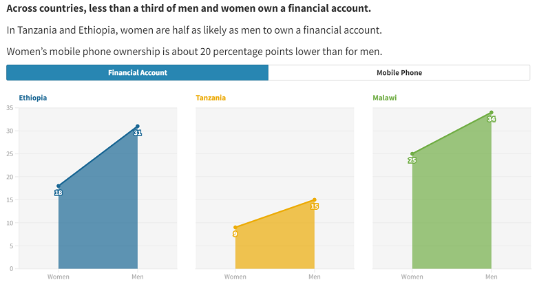 Graphic showing gender gaps in asset ownership
