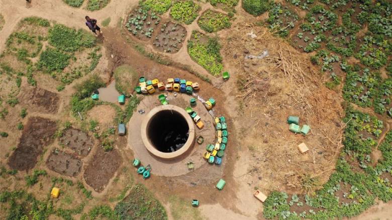 Aeriel view of a well in Burkina Faso. Photo Credit: CIF
