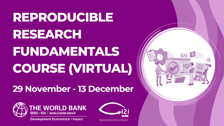 Reproducible Research Fundamentals event card with date and icon of people doing research