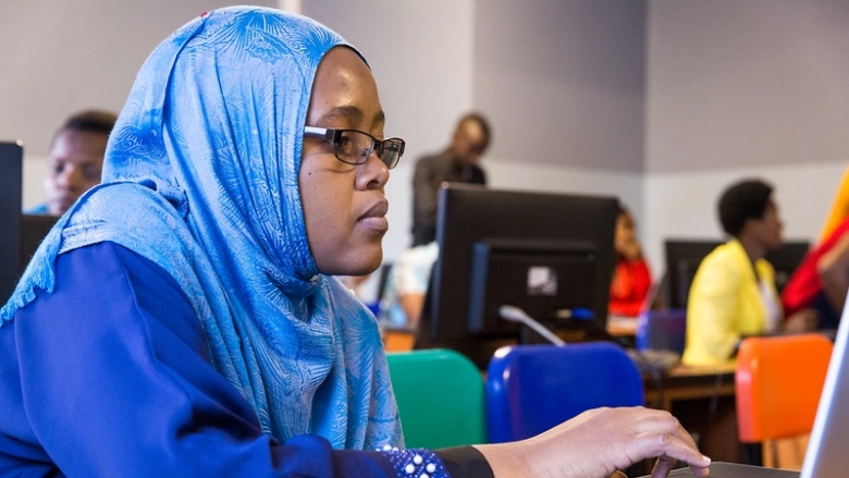 Woman using a computer