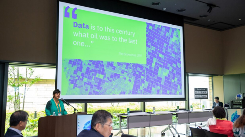 Gayatri Singh discussing the City Planning Labs data tools development activities to support World Bank clients urban planning.