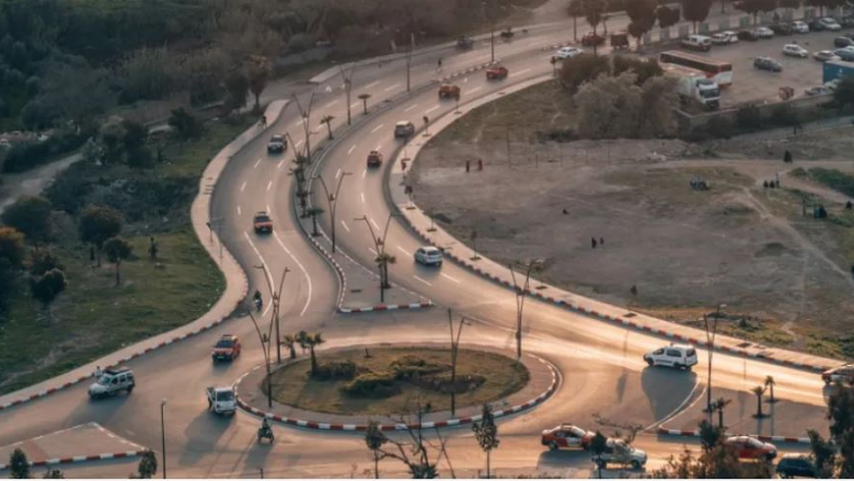 Roundabout section of road in Fez Morocco