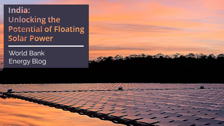 Floating solar panels on a river