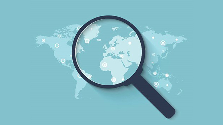 Map with magnifying glass