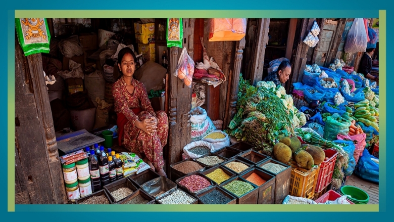 Female selling in a local market