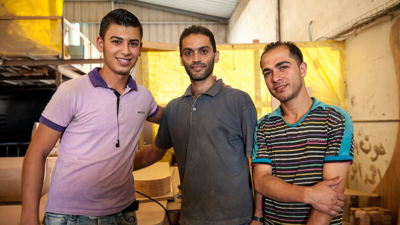 Workers at a furniture factory in a new industrial area near Gaza City