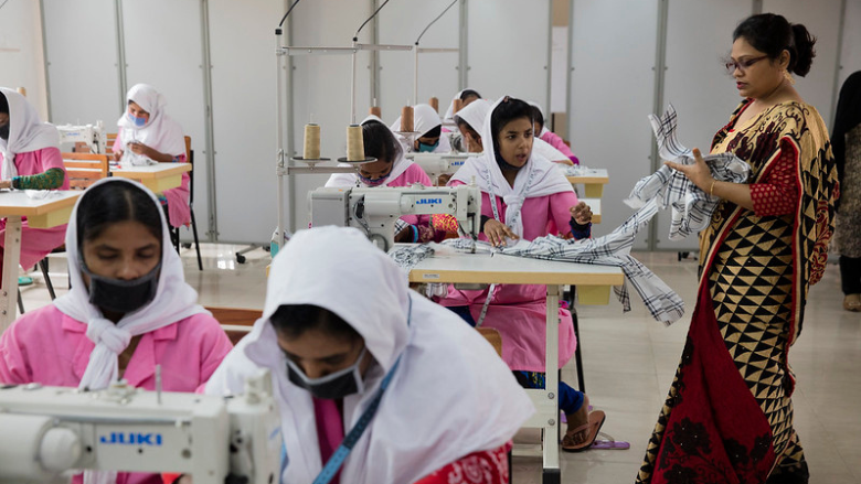 women make shirts in Bangladesh