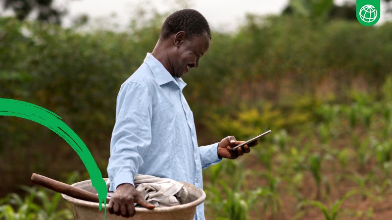 Farmer with phone