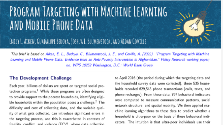 Program Targeting with Machine Learning and Mobile Phone Data