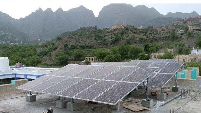 Solar panels on top of a hospital in Yafea-Lahj in Yemen.  