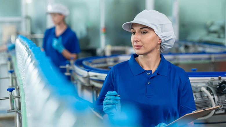 Women working in a bottling plant
