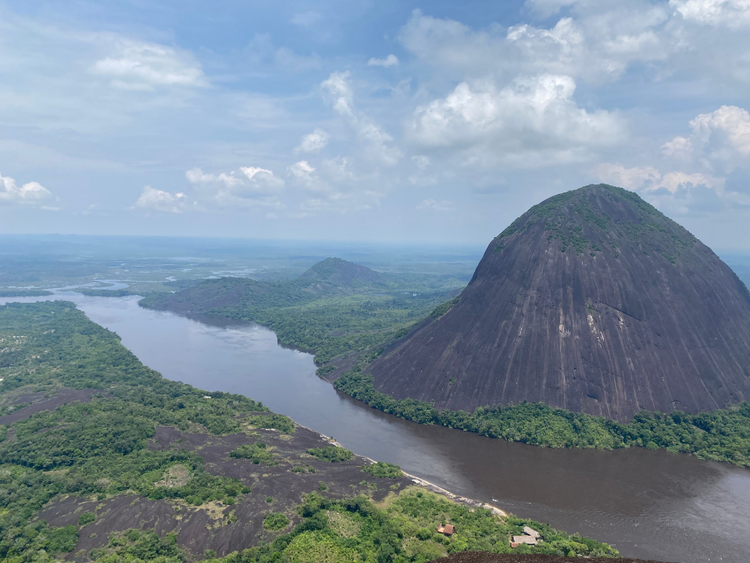Landscape of the Mavicure Hill, an ancient mountain surrounded by rivers in the Colombian Amazon