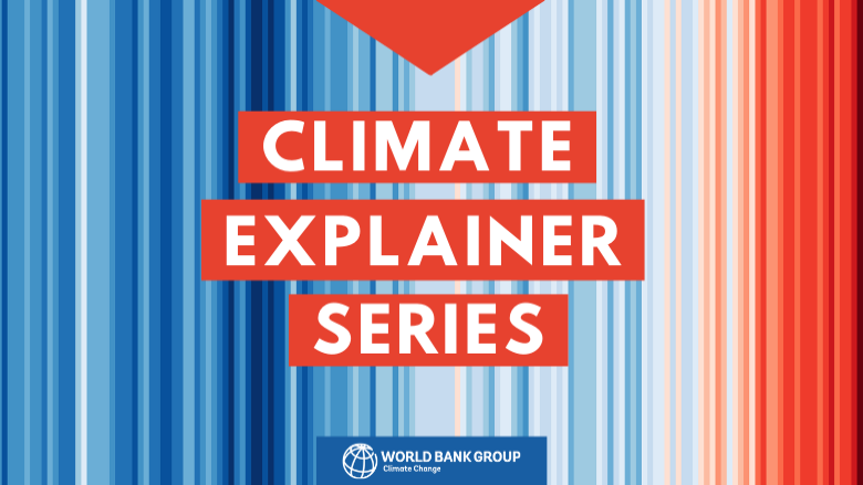 Climate Explainers Series visual, blue and red stripes